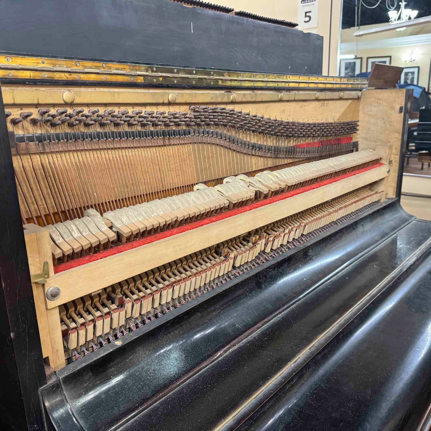 CURRENT SHOP WORK - 1850's Bernareggi 49" Black Wood Finish Upright Piano
