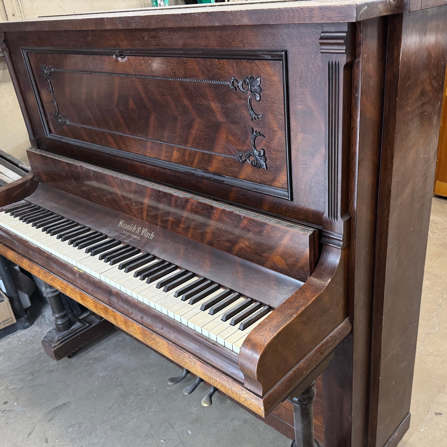 SOLD 1902 Kranich & Bach 54" Wood Finish Commissioned Upright Piano