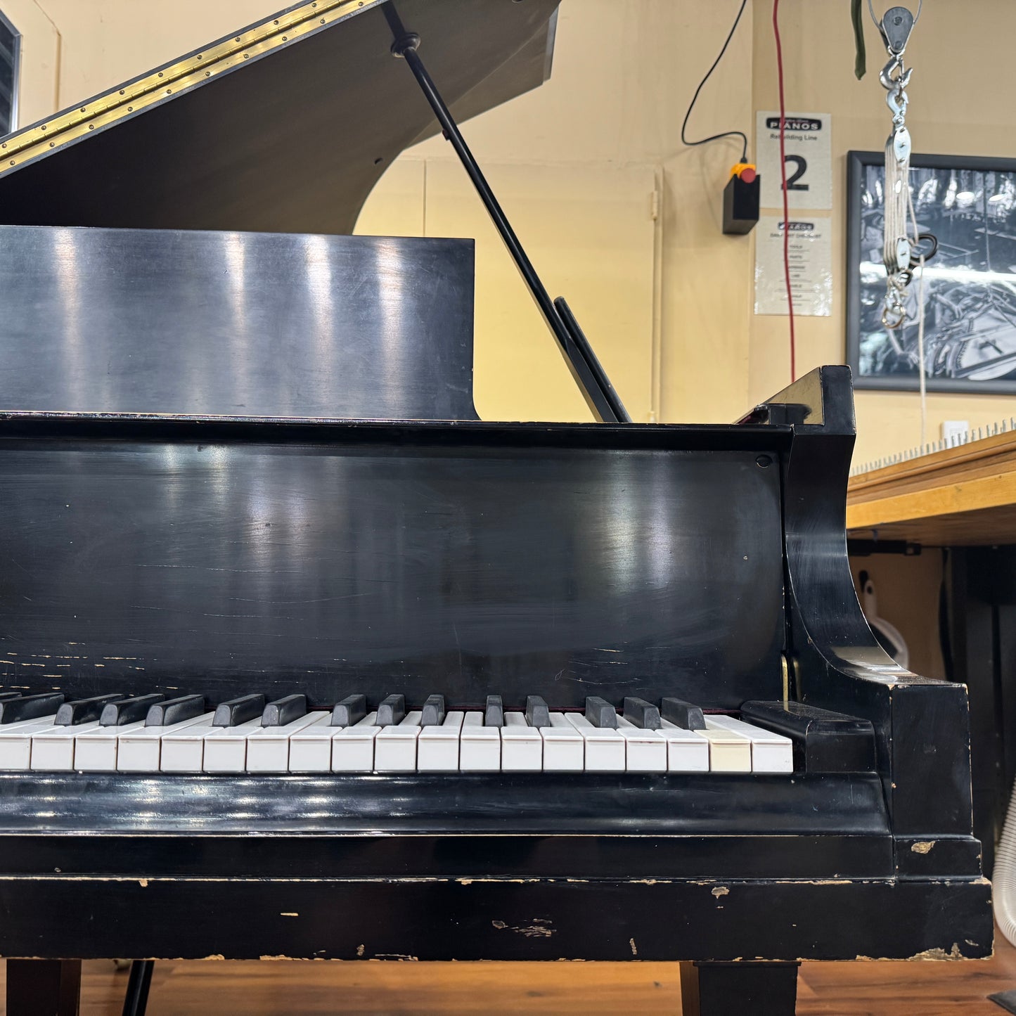 CURRENT SHOP WORK - 1978 Baldwin R 5'7" Satin Black Commissioned Grand Piano
