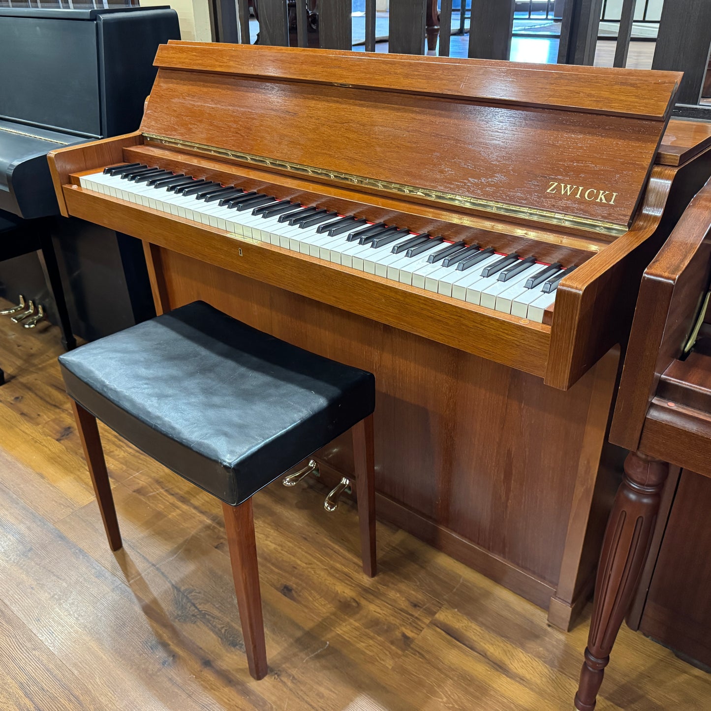 1960 Louis Zwicki 36" Teak Wood Finish Spinet Piano