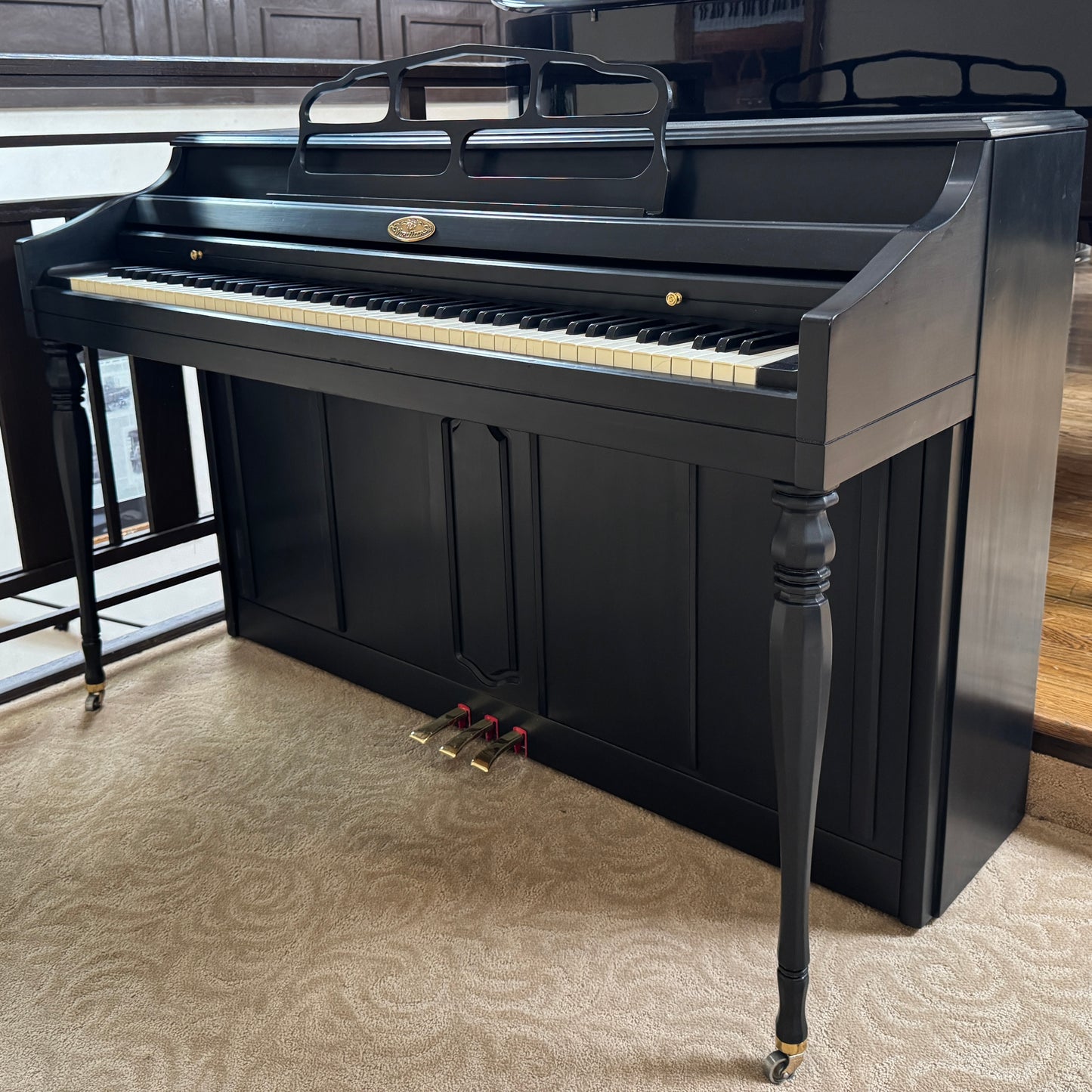 1974 Wurlitzer 37.5" Satin Black Spinet Piano