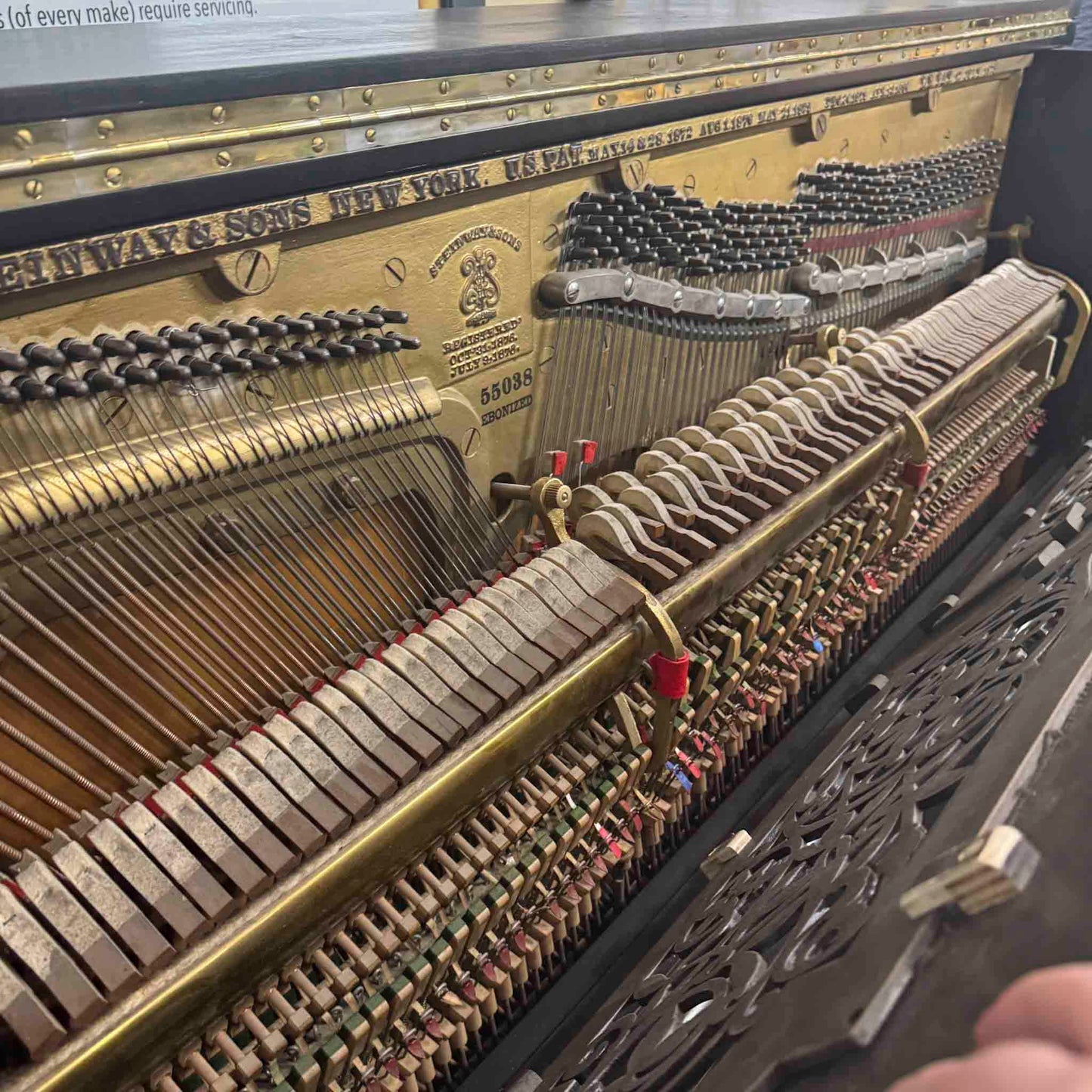 CURRENT SHOP WORK - 1886 Steinway & Sons 54" Satin Black Commissioned Upright Piano