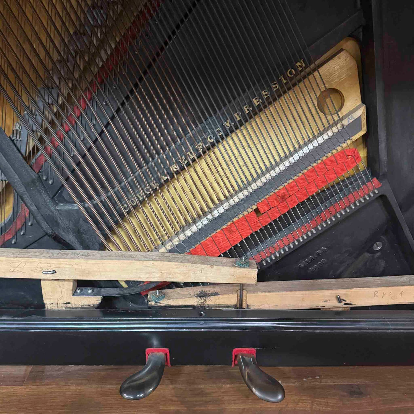 CURRENT SHOP WORK - 1886 Steinway & Sons 54" Satin Black Commissioned Upright Piano