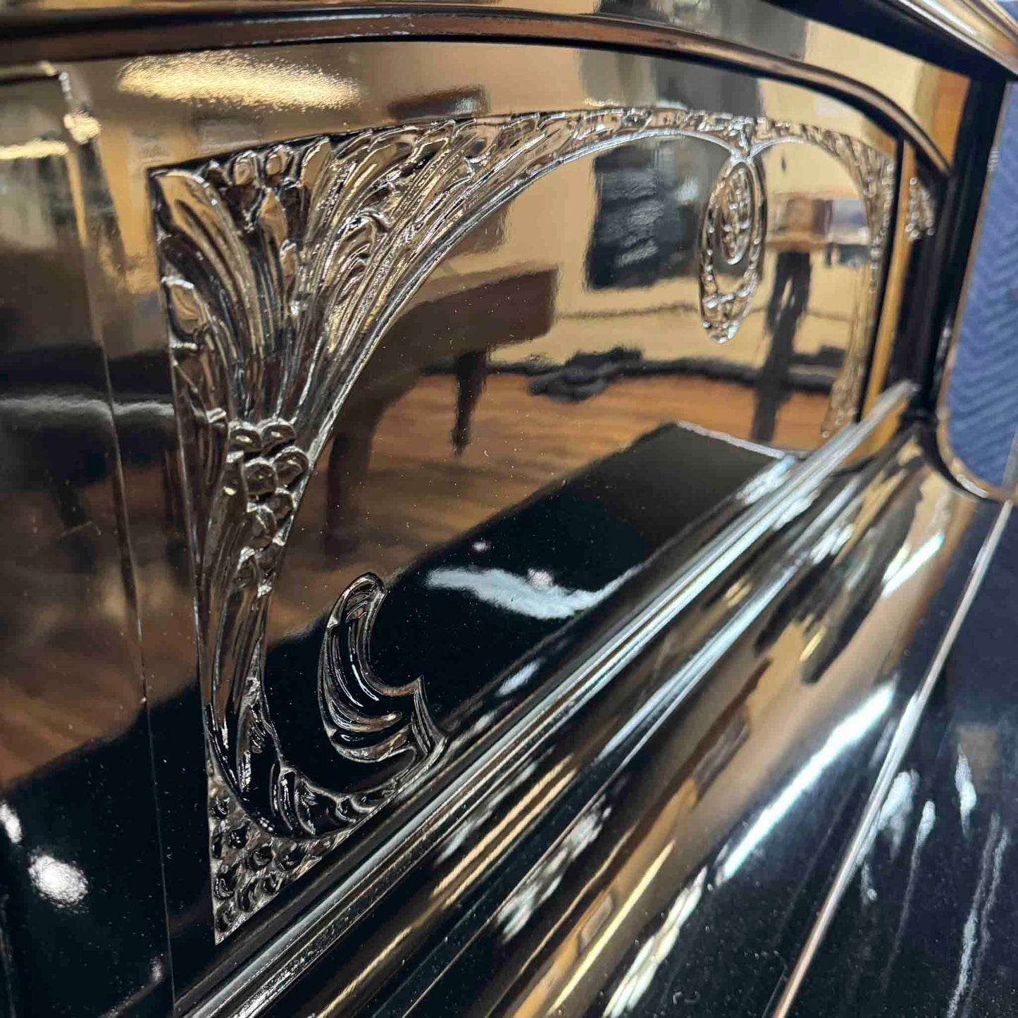 CURRENT SHOP WORK - 1909 Friedrich Prein 51.5" Polished Black Commissioned Upright Piano