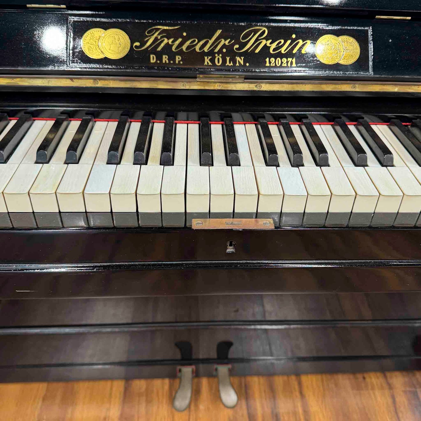 CURRENT SHOP WORK - 1909 Friedrich Prein 51.5" Polished Black Commissioned Upright Piano