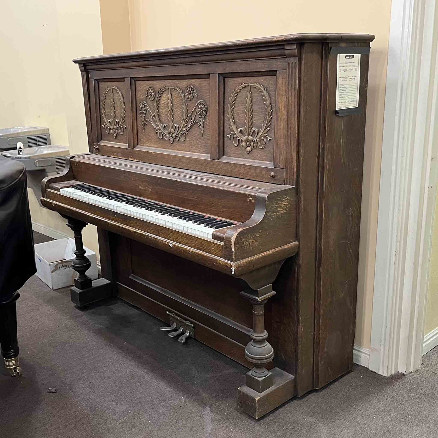 SOLD 1904 Whitney 56" Wood Finish Commissioned Upright Piano