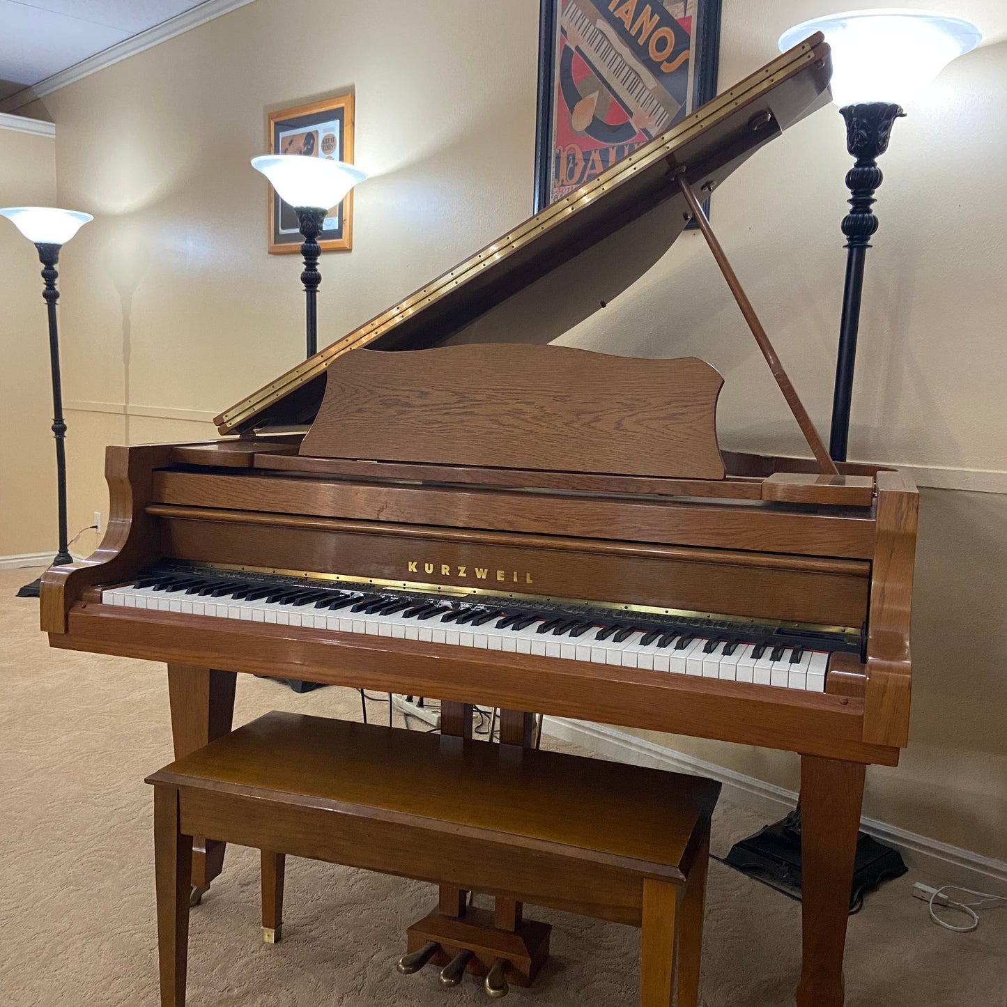 Image 2 of Kurzweil Mark 152 Young Chang Digital Grand/ 5' Walnut