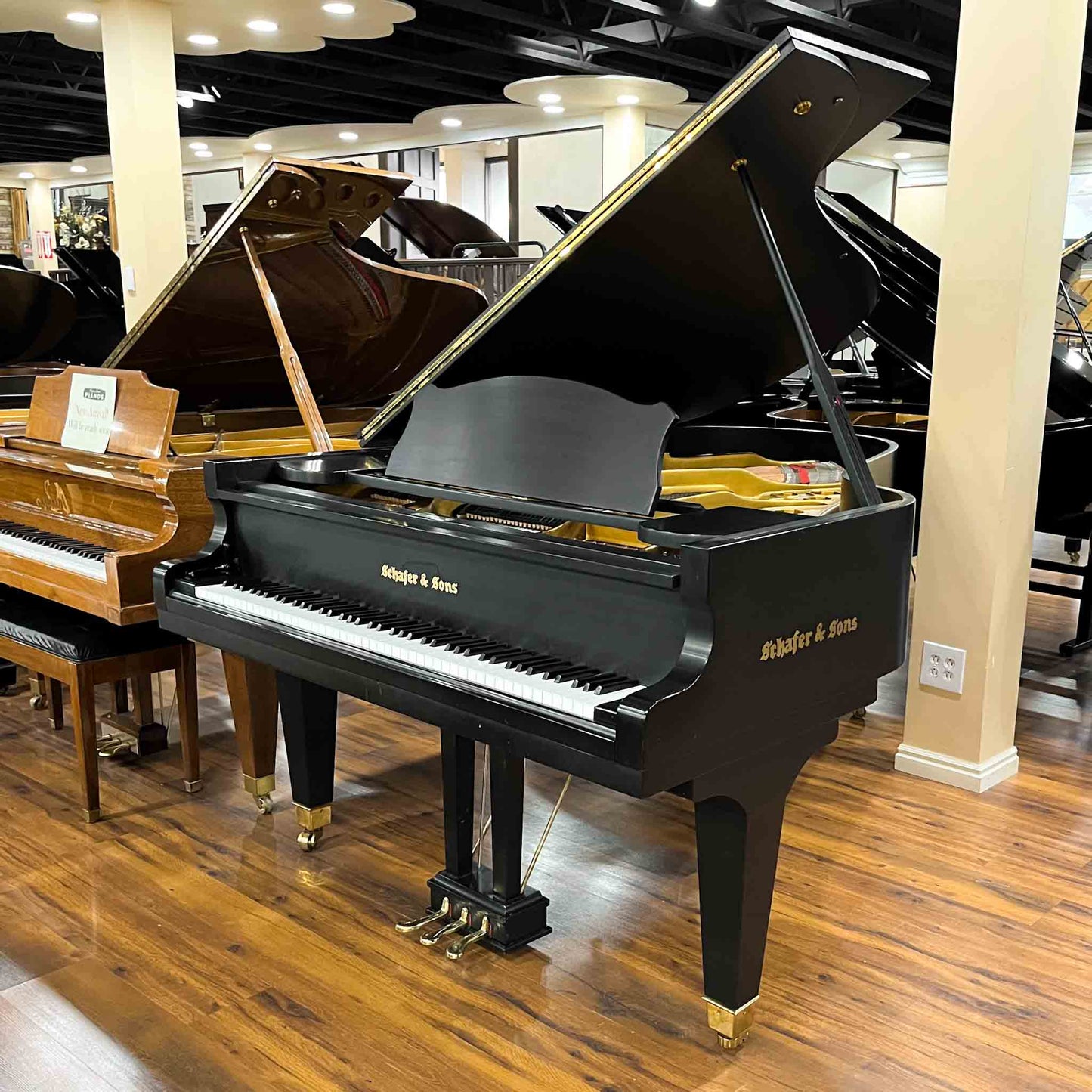 1990 Schafer & Sons G-5A 6'9" Satin Black Grand Piano with Self Playing System