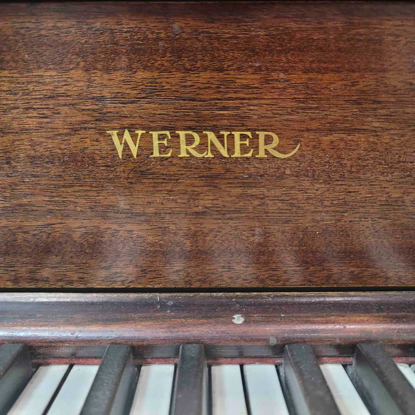 CURRENT SHOP WORK 1908 Werner 57" Wood Finish Upright Piano