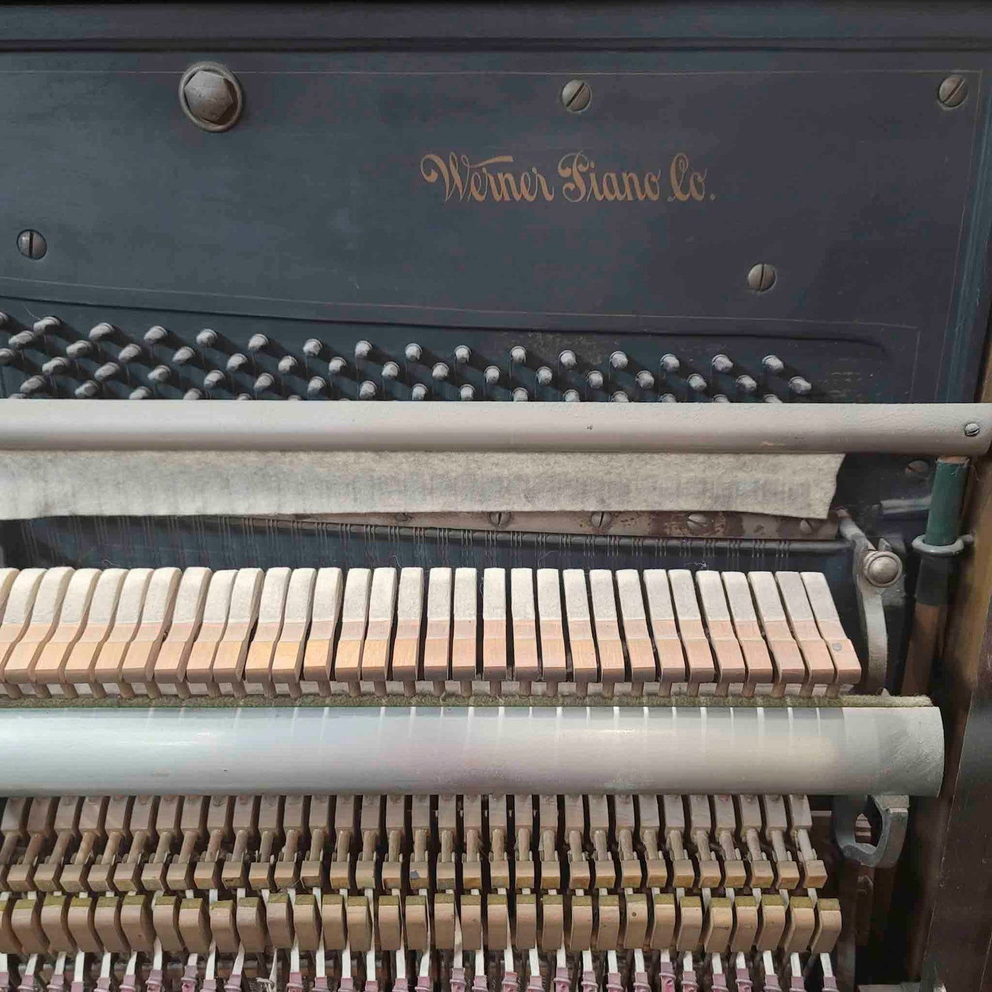 CURRENT SHOP WORK 1908 Werner 57" Wood Finish Upright Piano