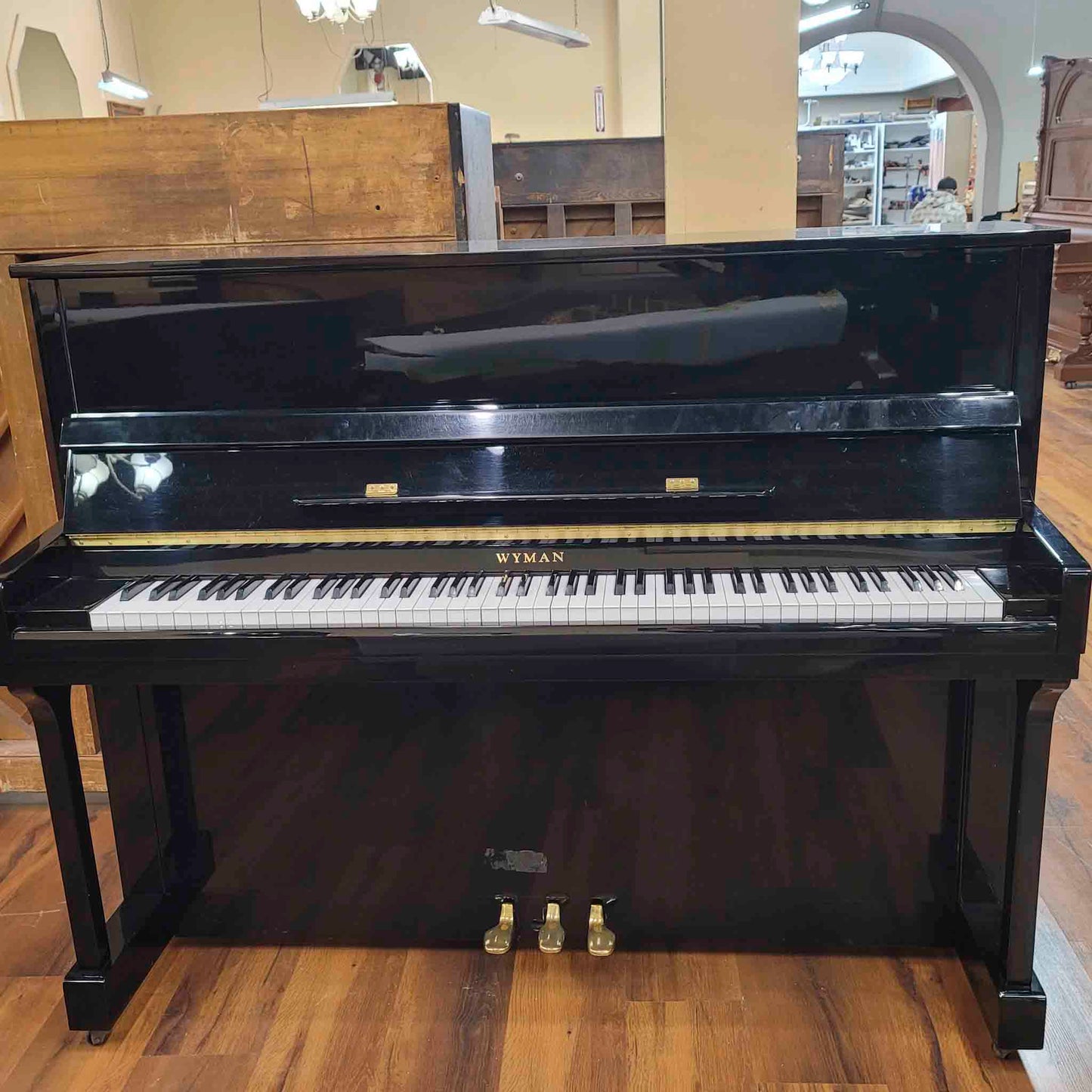 AVAILABLE TO RESTORE: CALL FOR CUSTOM PRICING - 2006 Wyman WV120 47" Polished Black Studio Piano