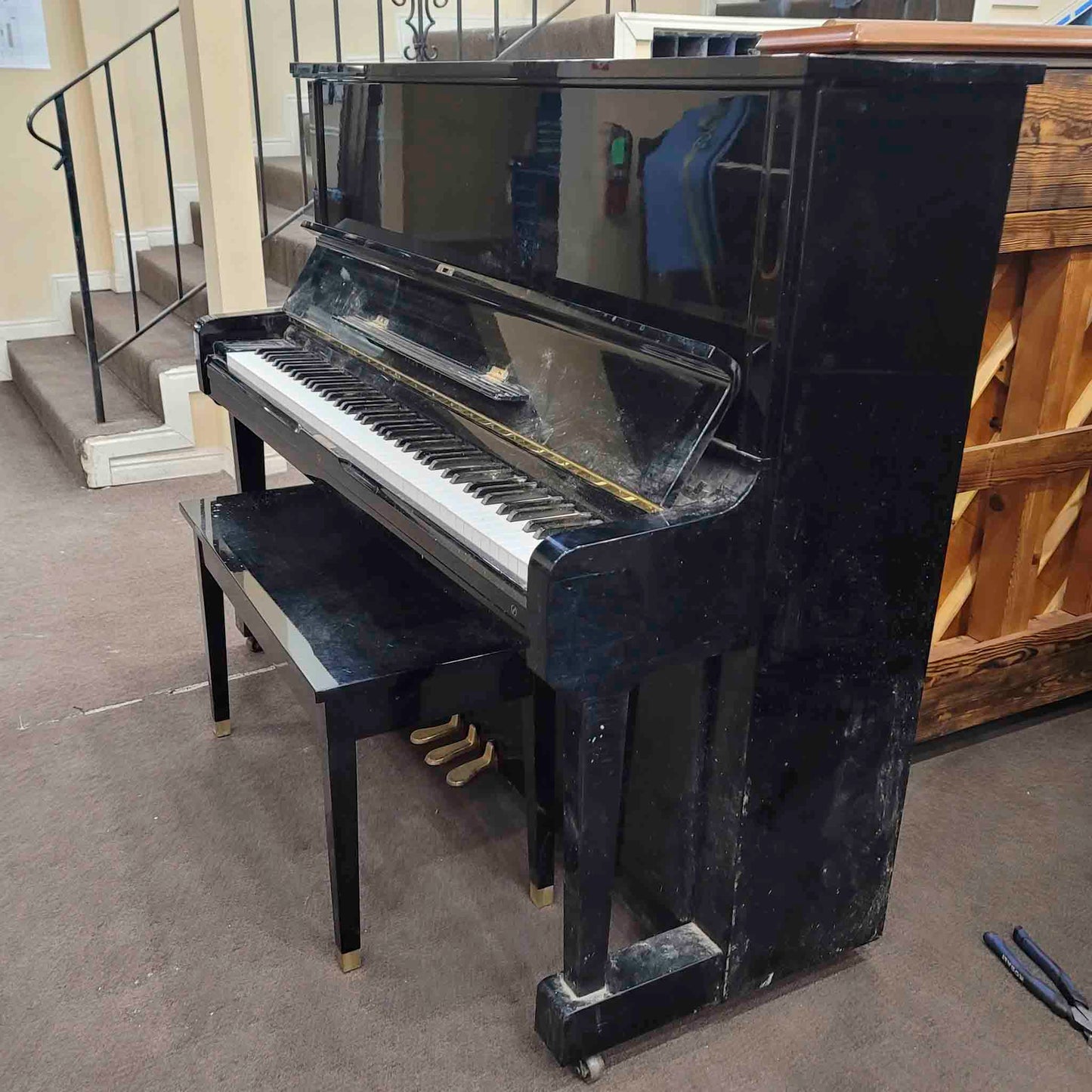 CURRENT SHOP WORK 1991 Kawai NS-20A 48" Polished Black Commissioned Upright Piano