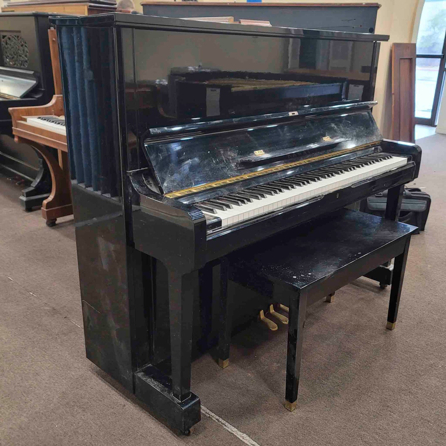 CURRENT SHOP WORK 1991 Kawai NS-20A 48" Polished Black Commissioned Upright Piano