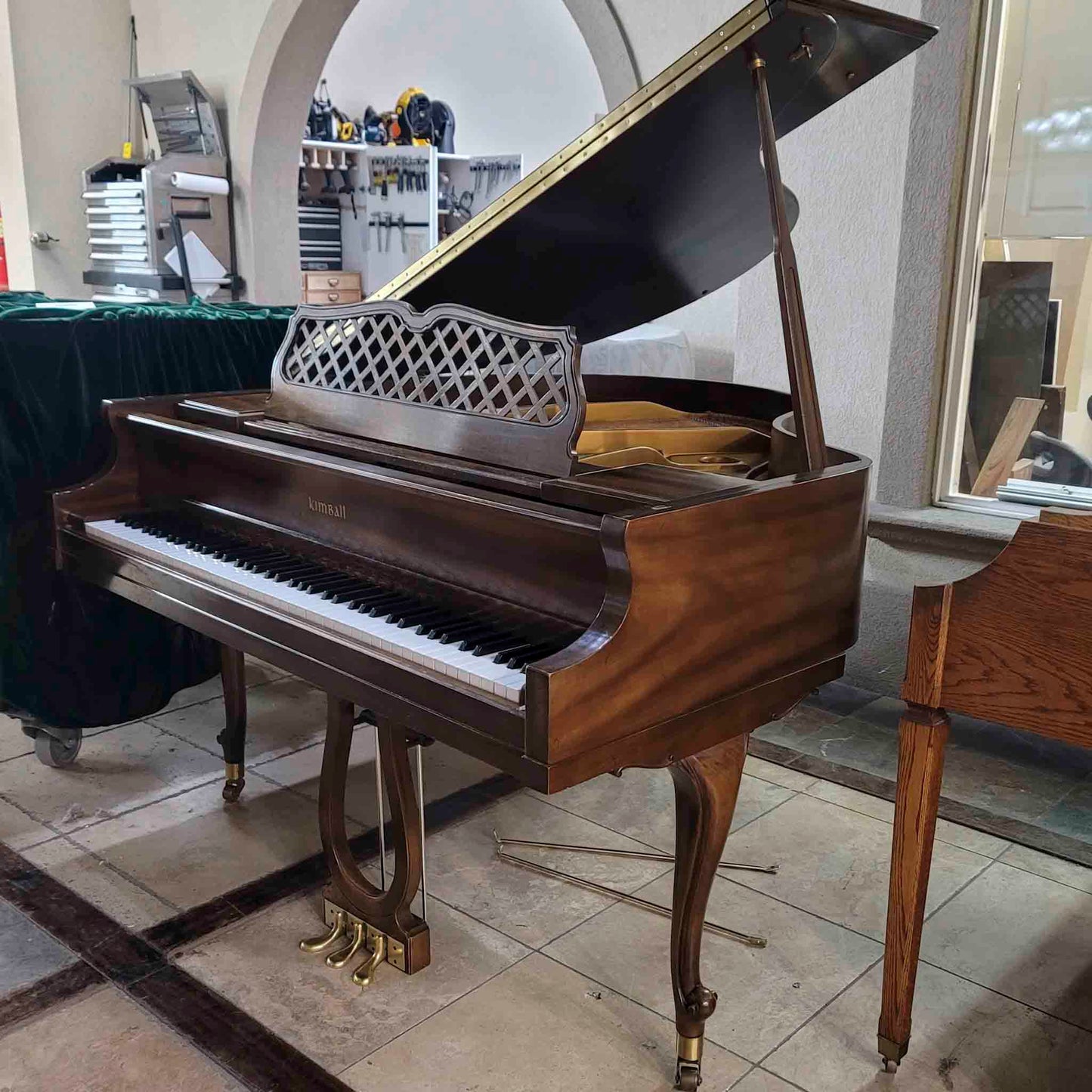 CURRENT SHOP WORK 1976 Kimball 4'10" Wood Finish Commissioned Baby Grand Piano