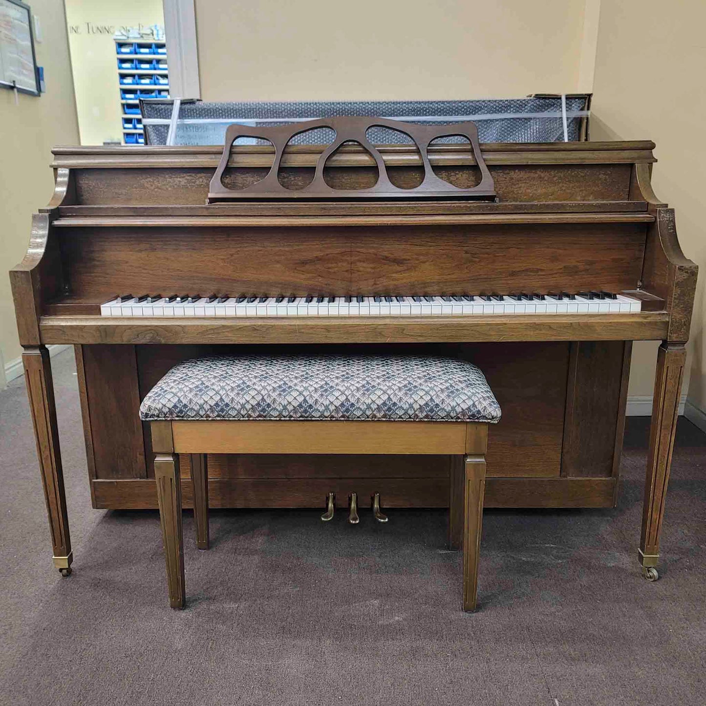 CURRENT SHOP WORK 1972 Astin Weight 42" Walnut Wood Finish Commissioned Console Piano