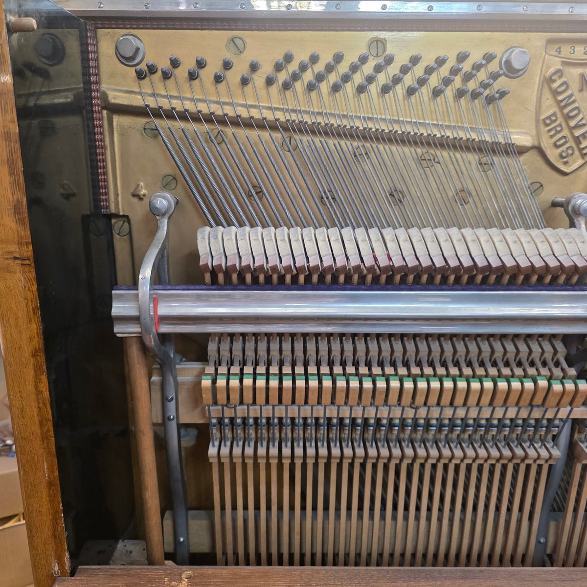 CURRENT SHOP WORK 1886 Conover Bros Wood Finish Commissioned Upright Piano photo 16