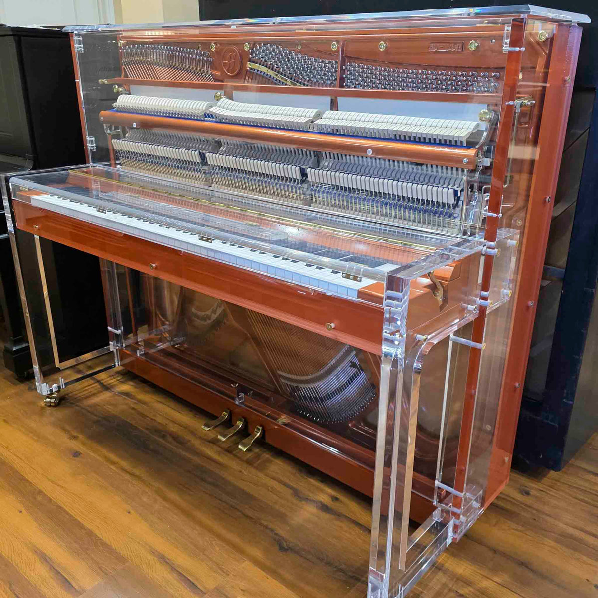 SOLD Hailun HU-125A  49.5" Custom Crystal Upright Piano with Self-Playing QRS System