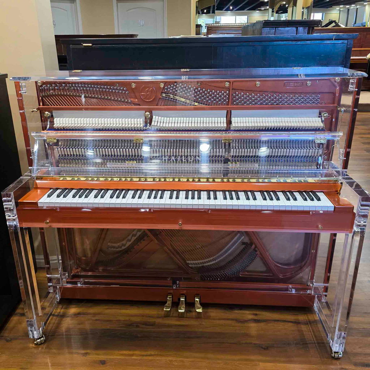SOLD Hailun HU-125A  49.5" Custom Crystal Upright Piano with Self-Playing QRS System