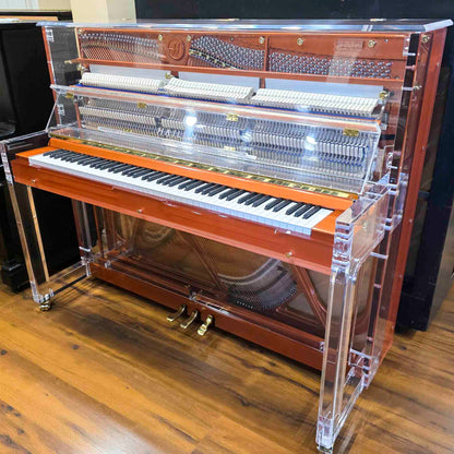 SOLD Hailun HU-125A  49.5" Custom Crystal Upright Piano with Self-Playing QRS System
