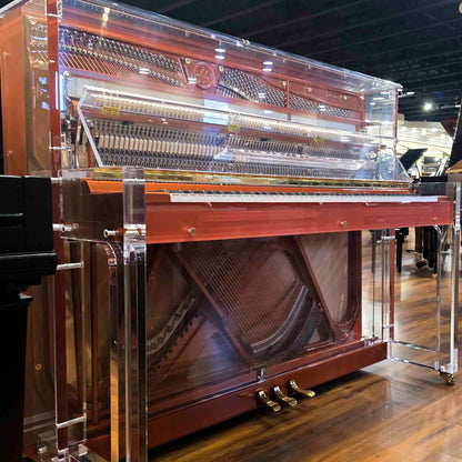 SOLD Hailun HU-125A  49.5" Custom Crystal Upright Piano with Self-Playing QRS System