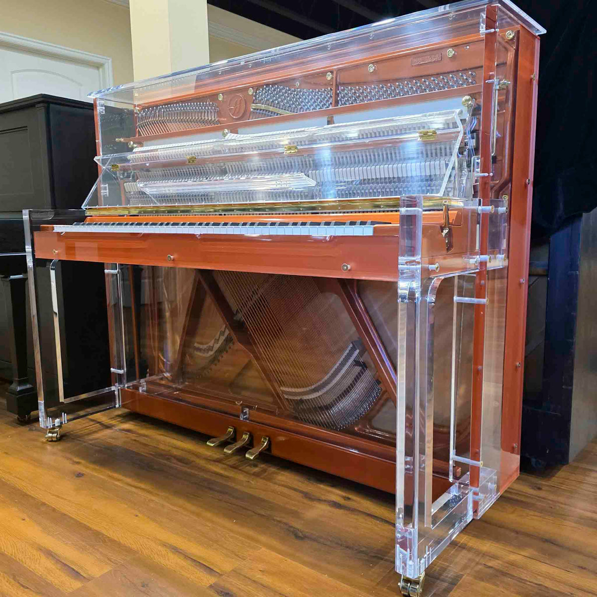 SOLD Hailun HU-125A  49.5" Custom Crystal Upright Piano with Self-Playing QRS System