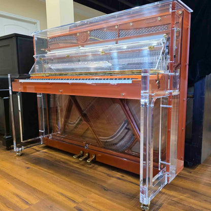 SOLD Hailun HU-125A  49.5" Custom Crystal Upright Piano with Self-Playing QRS System