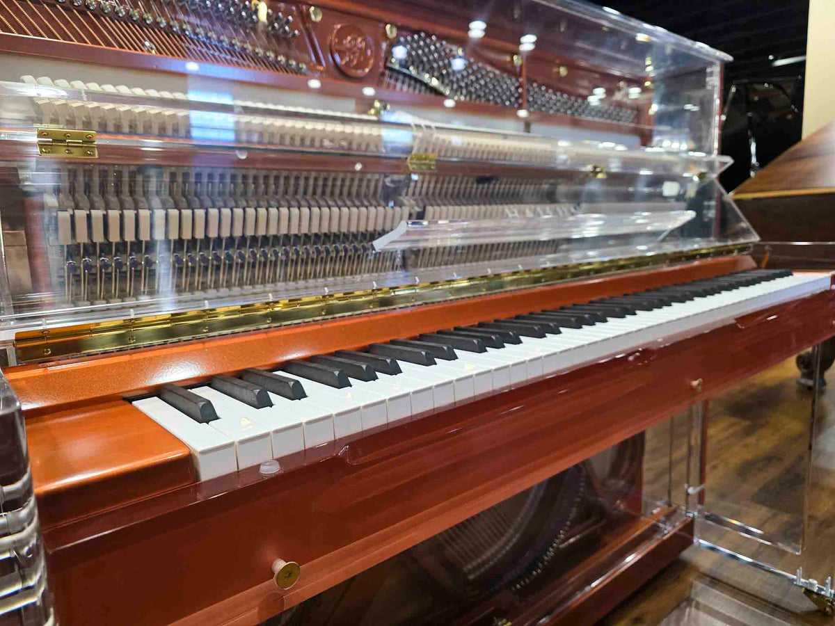 SOLD Hailun HU-125A  49.5" Custom Crystal Upright Piano with Self-Playing QRS System