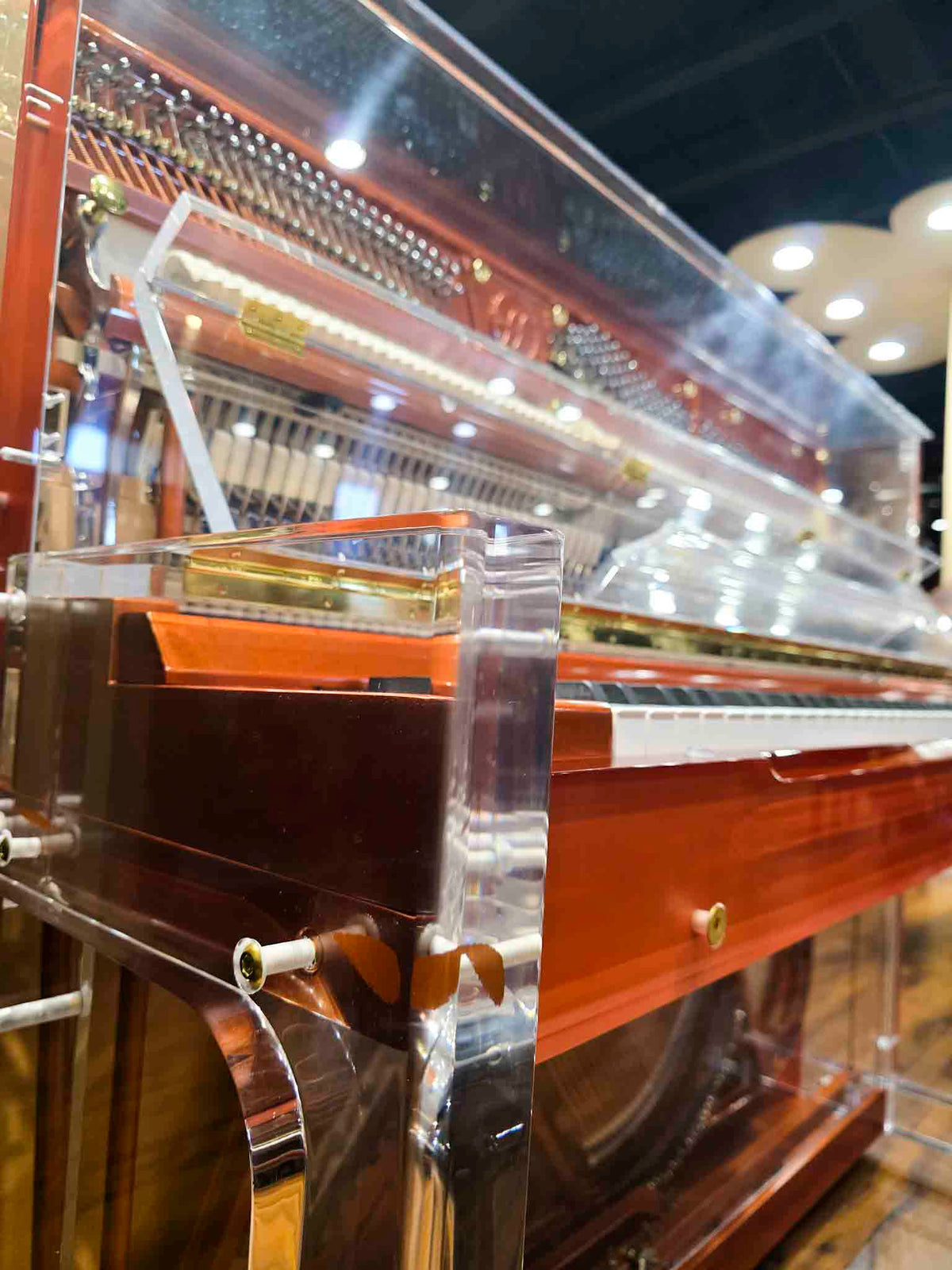 SOLD Hailun HU-125A  49.5" Custom Crystal Upright Piano with Self-Playing QRS System