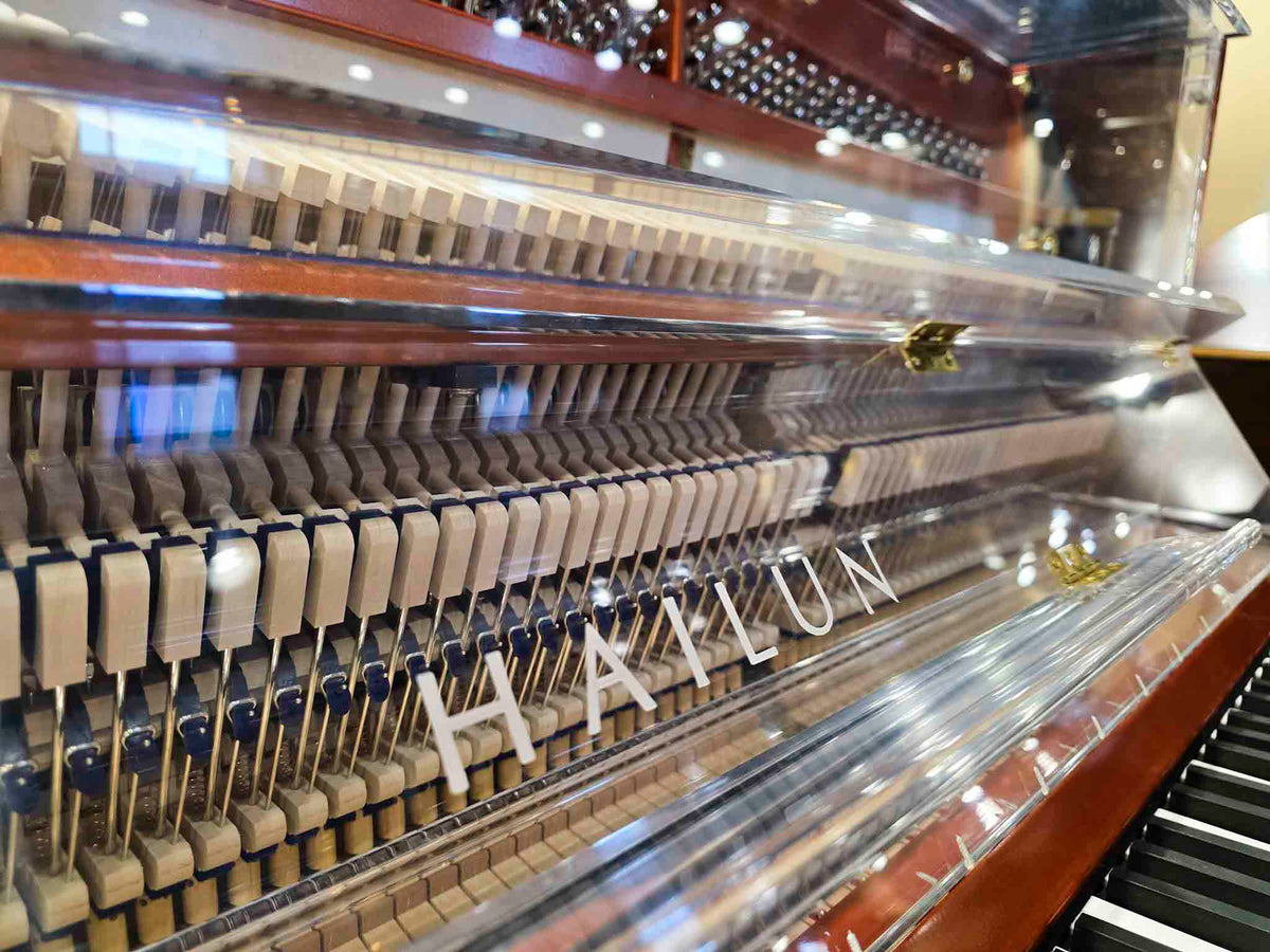 SOLD Hailun HU-125A  49.5" Custom Crystal Upright Piano with Self-Playing QRS System