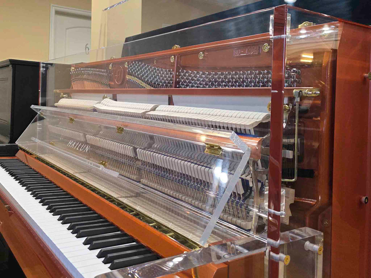 SOLD Hailun HU-125A  49.5" Custom Crystal Upright Piano with Self-Playing QRS System