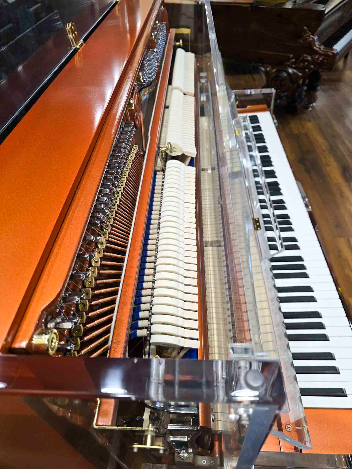 SOLD Hailun HU-125A  49.5" Custom Crystal Upright Piano with Self-Playing QRS System