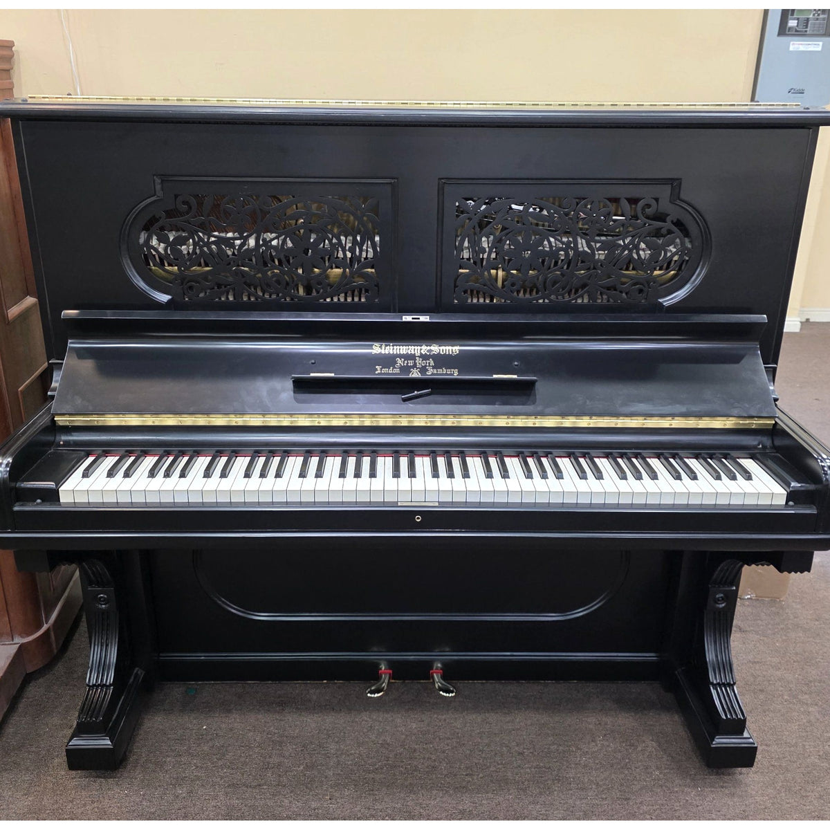 HEIRLOOM RESTORATION 1889 Steinway & Sons 53" Satin Black Commissioned Upright Piano