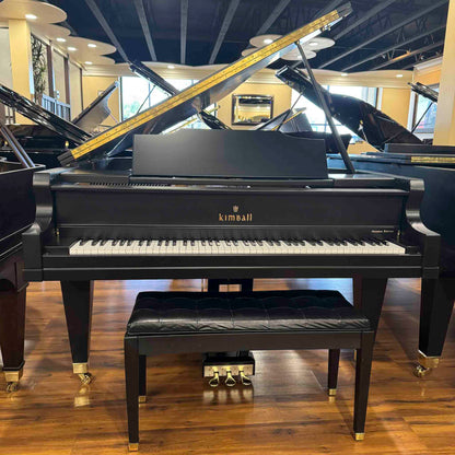 1990 Kimball Polished Satin Black 6'6" Grand Piano with Self Playing QRS System
