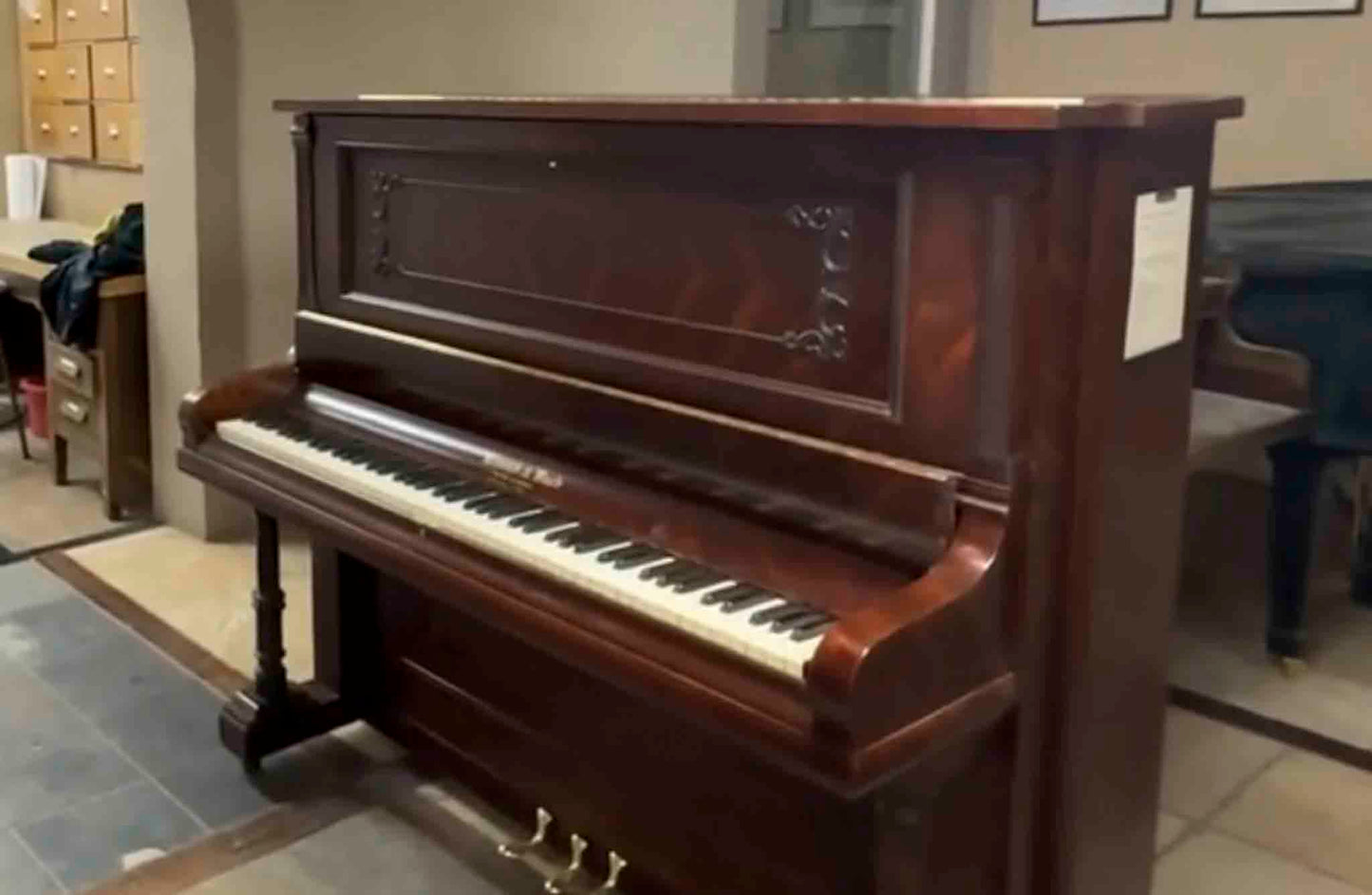 SOLD 1902 Kranich & Bach 54" Wood Finish Commissioned Upright Piano