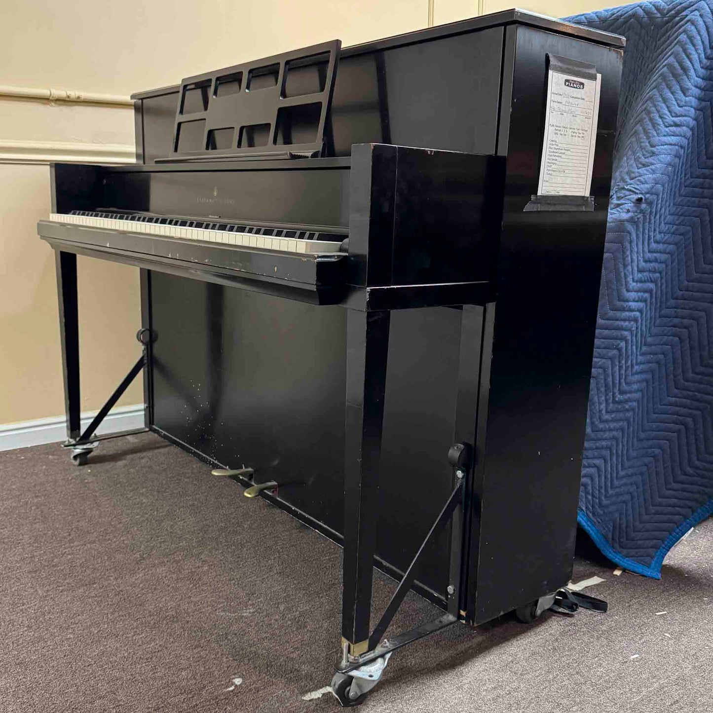 SOLD 1976 Steinway & Sons 44" Black Satin Finish Console Piano