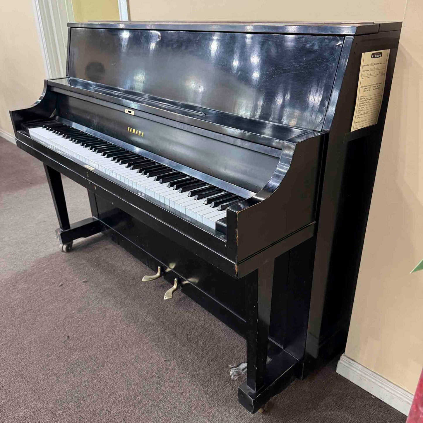 CURRENT SHOP WORK - 1968 Yamaha P2 44" Satin Black Commissioned Console Piano