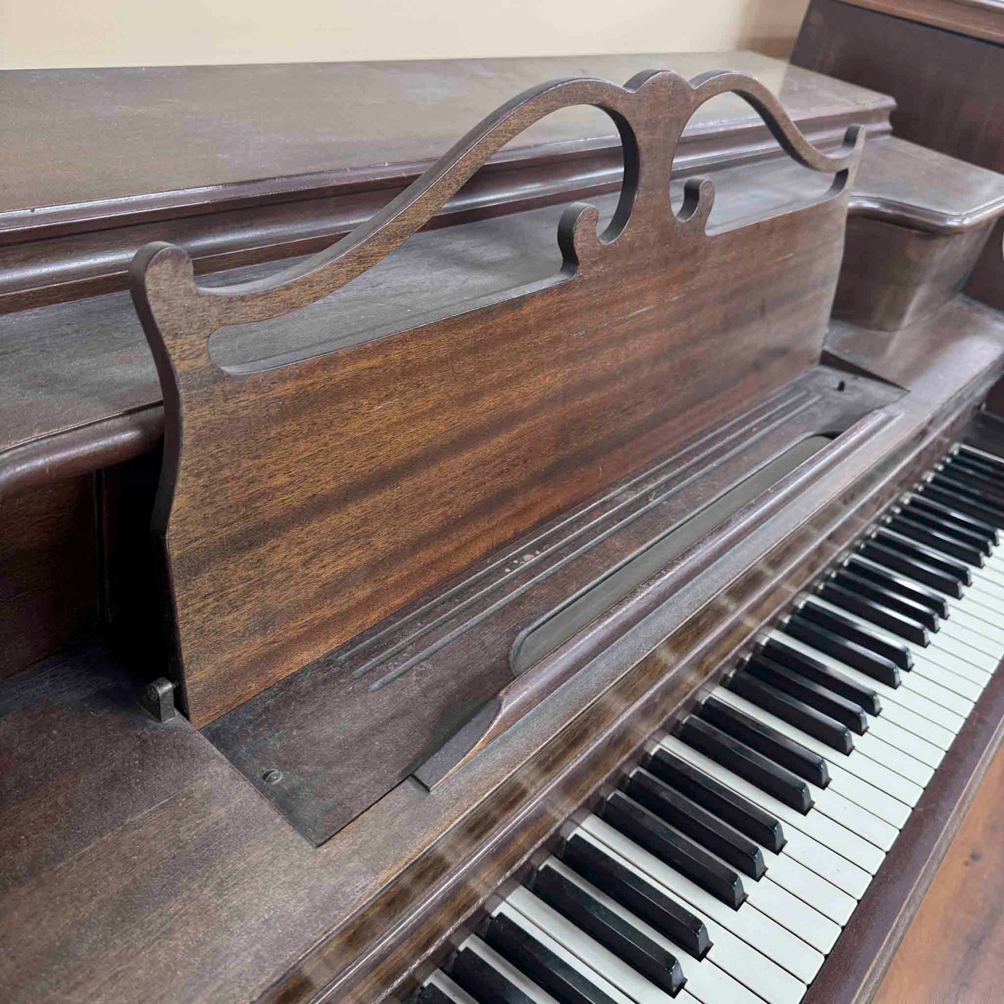 SOLD 1952 Janssen 39" Wood Finish Commissioned Spinet Piano