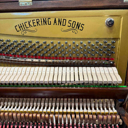 1890 Chickering Wood Finish Tall Upright Piano With Self Playing System