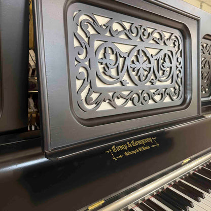 SOLD 1890 Camp and Sons Black Commissioned Upright Piano