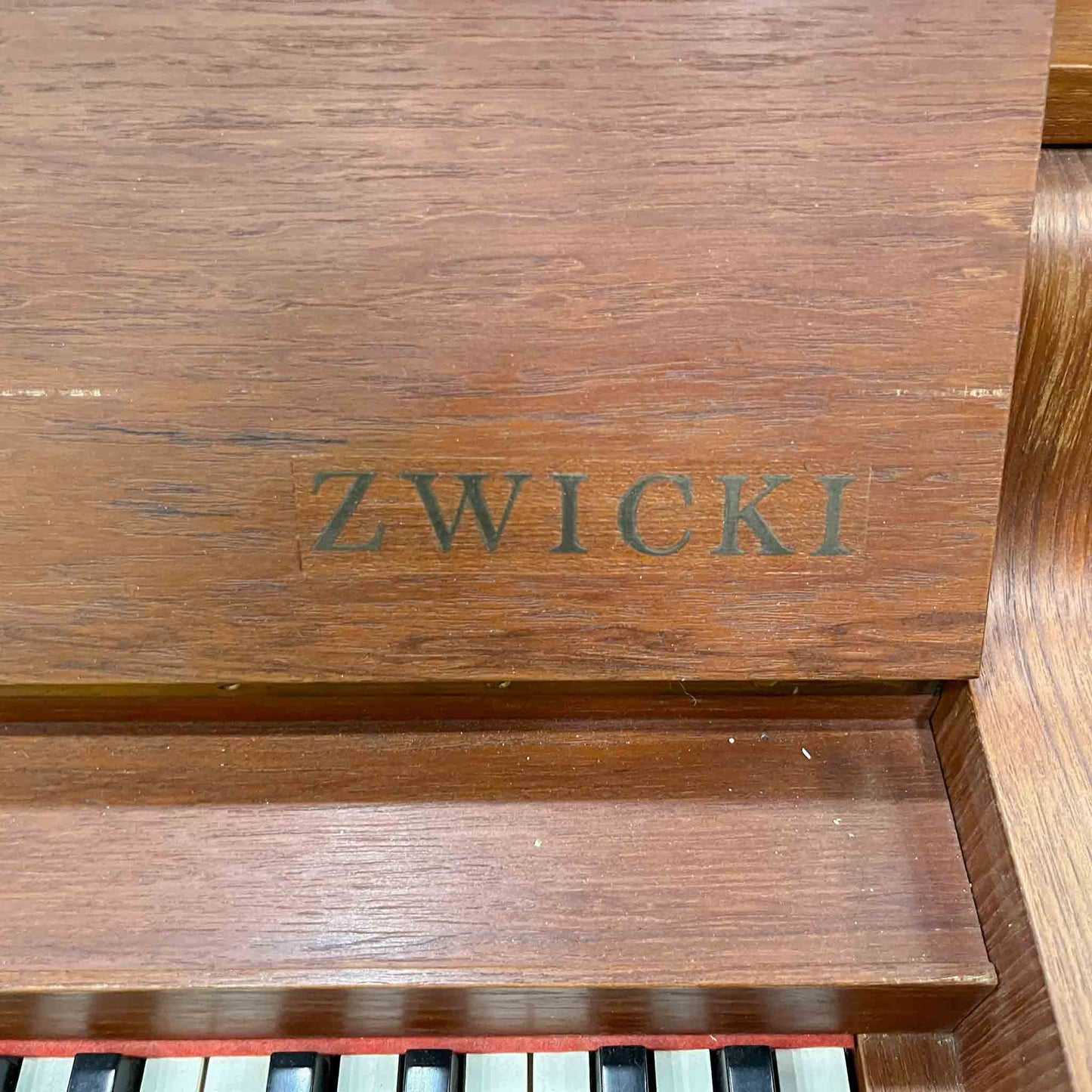 SOLD 1960 Louis Zwicki 36" Teak Wood Finish Spinet Piano