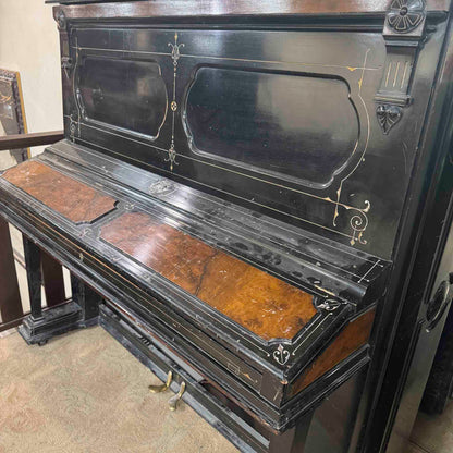 CURRENT SHOP WORK 1875 Hallet Davis 58" Satin Black Commissioned Upright Piano