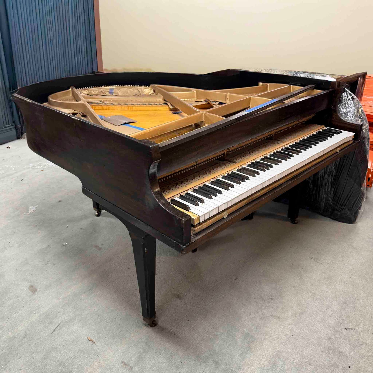 CURRENT SHOP WORK - 1863 Howard 4'8" Wood Finish Commissioned Baby Grand Piano