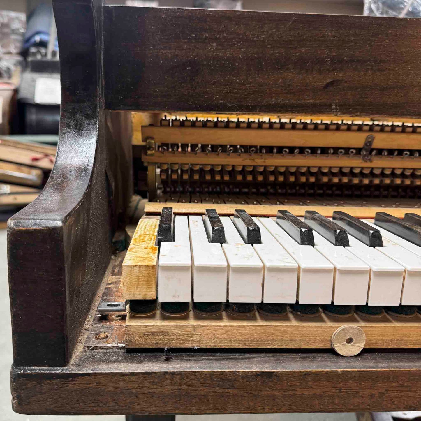 CURRENT SHOP WORK - 1863 Howard 4'8" Wood Finish Commissioned Baby Grand Piano