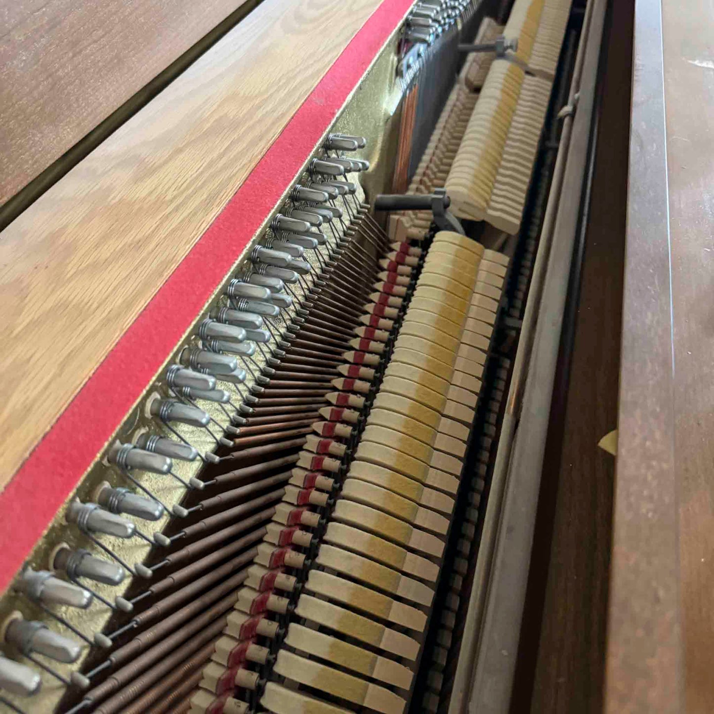 AVAILABLE TO RESTORE: CALL FOR CUSTOM PRICING - 1982 Wurlitzer P-137 37" Walnut Wood Finish Spinet Piano