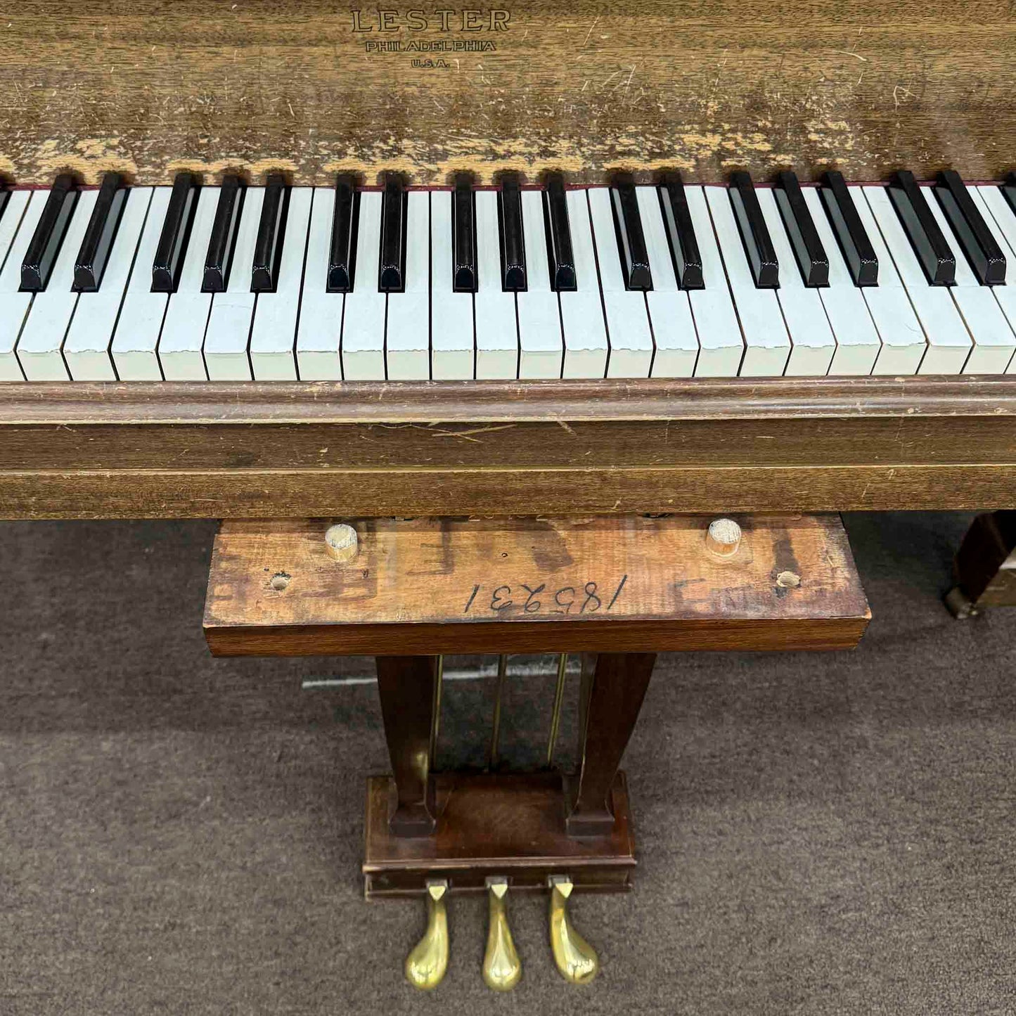 CURRENT SHOP WORK - 1949 Lester 6' Wood Finish Grand Piano—2025 Piano Legacy Project FREE Piano Restoration Winning Family!