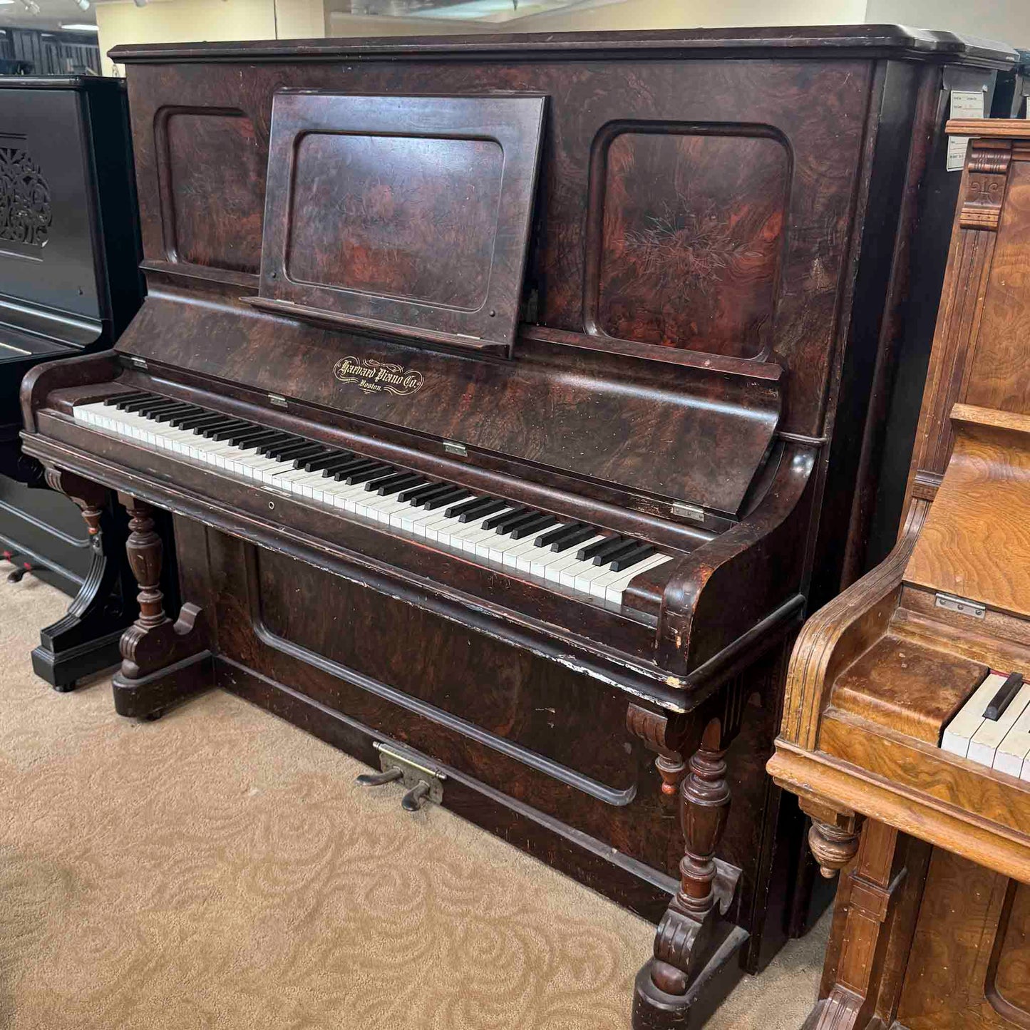AVAILABLE TO RESTORE: CALL FOR CUSTOM PRICING - 1890 Harvard Wood Finish Upright Piano