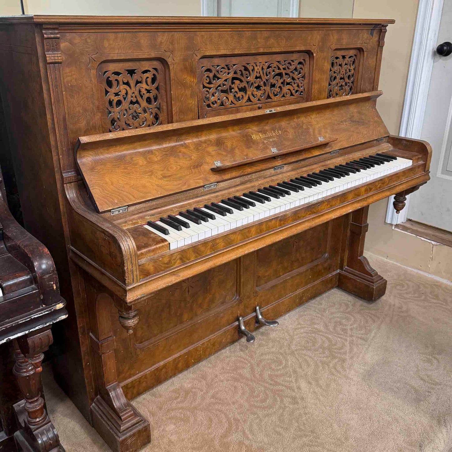 AVAILABLE TO RESTORE: CALL FOR CUSTOM PRICING - 1880 Knabe Wood Finish Upright Piano