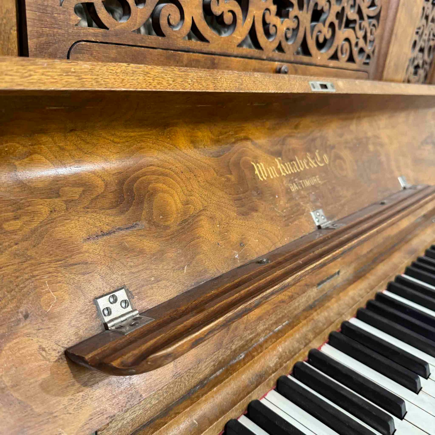 AVAILABLE TO RESTORE: CALL FOR CUSTOM PRICING - 1880 Knabe Wood Finish Upright Piano