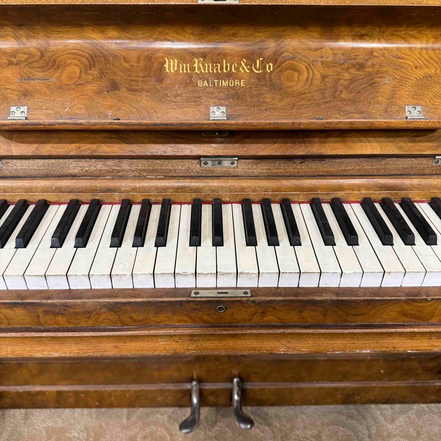 AVAILABLE TO RESTORE: CALL FOR CUSTOM PRICING - 1880 Knabe Wood Finish Upright Piano
