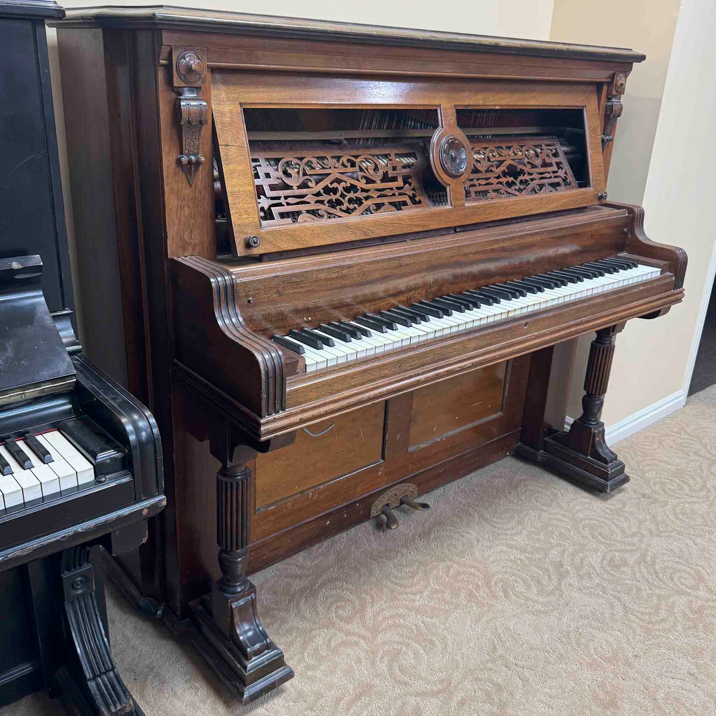 AVAILABLE TO RESTORE: CALL FOR CUSTOM PRICING - Tall Wood Finish Art Case Upright Piano
